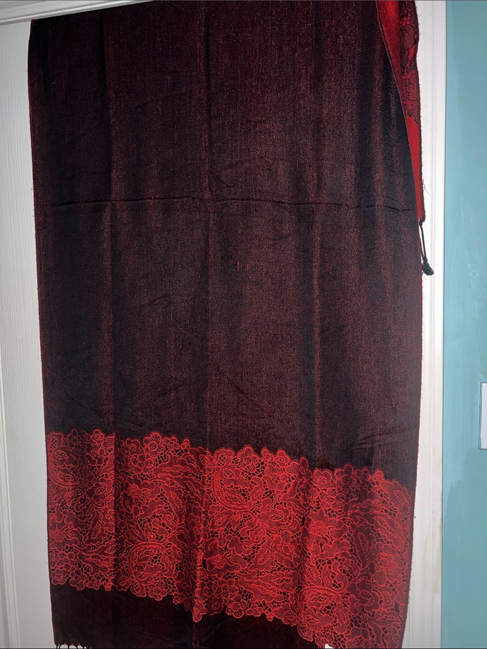 Luxury Red & Black Pashmina Scarf | Silk Cashmere Blend